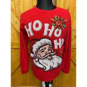 Adult Large Christmas Shirt Santa Needle Point Thermal Ugly Sweater GUC